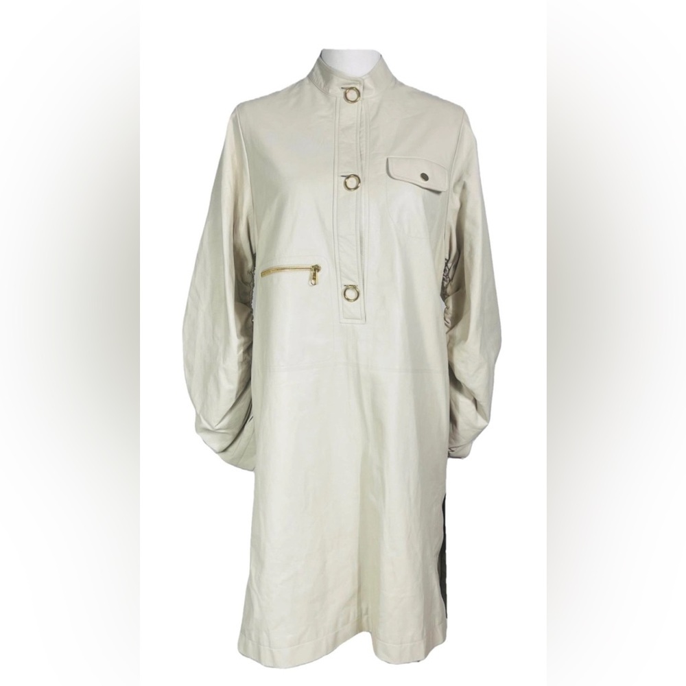 Christian Dior Mid Length Leather Shirtdress Size US-8  New With Tags